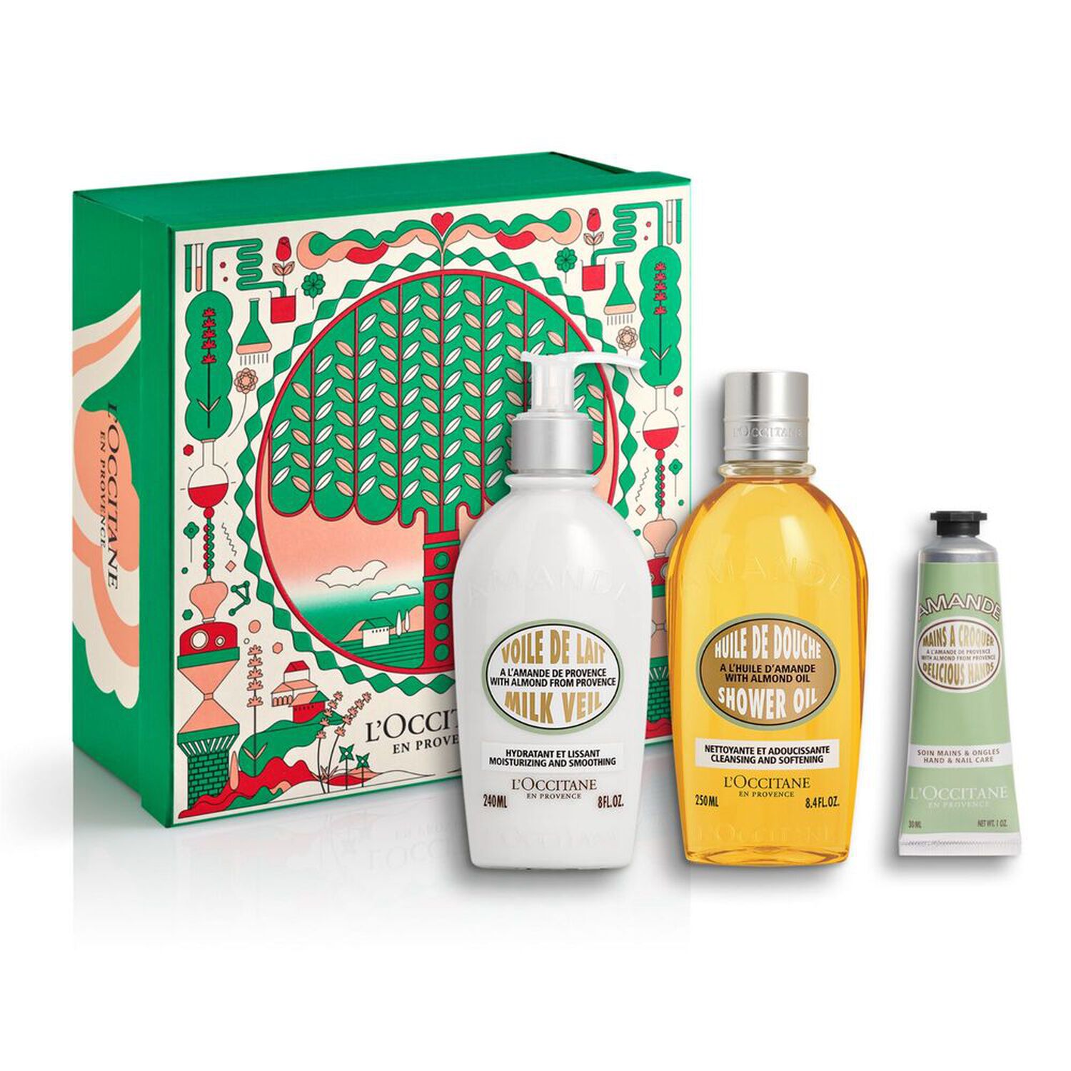 l'occitane Amande Coffret Huile de Douche 250 ml + 2 Produits