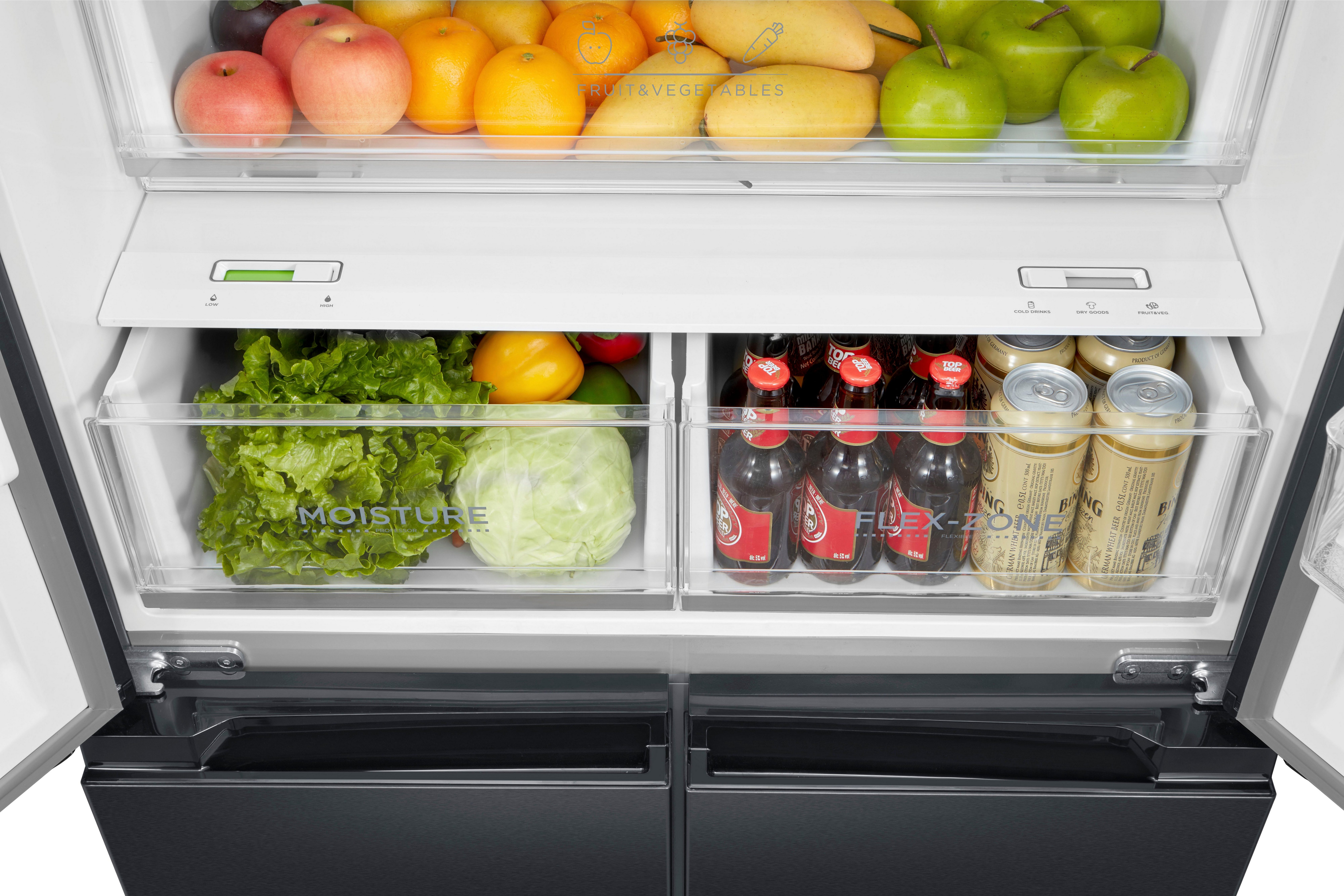 Hanseatic Multi Door HCD18983EBI, 189,8 cm hoch, 83,3 cm breit, NoFrost, FreshZone, QuickCool, Türalarm, Display