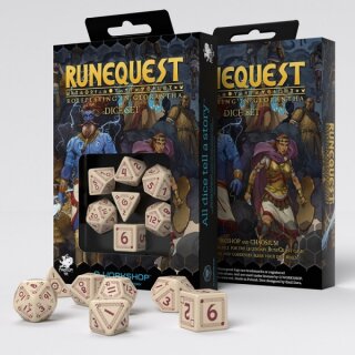 RuneQuest Beige & Burgundy Expansion Dice (7)