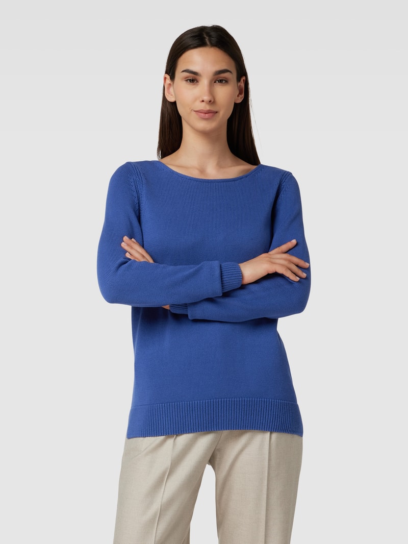 Strickpullover mit U-Boot-Ausschnitt in rauchblau