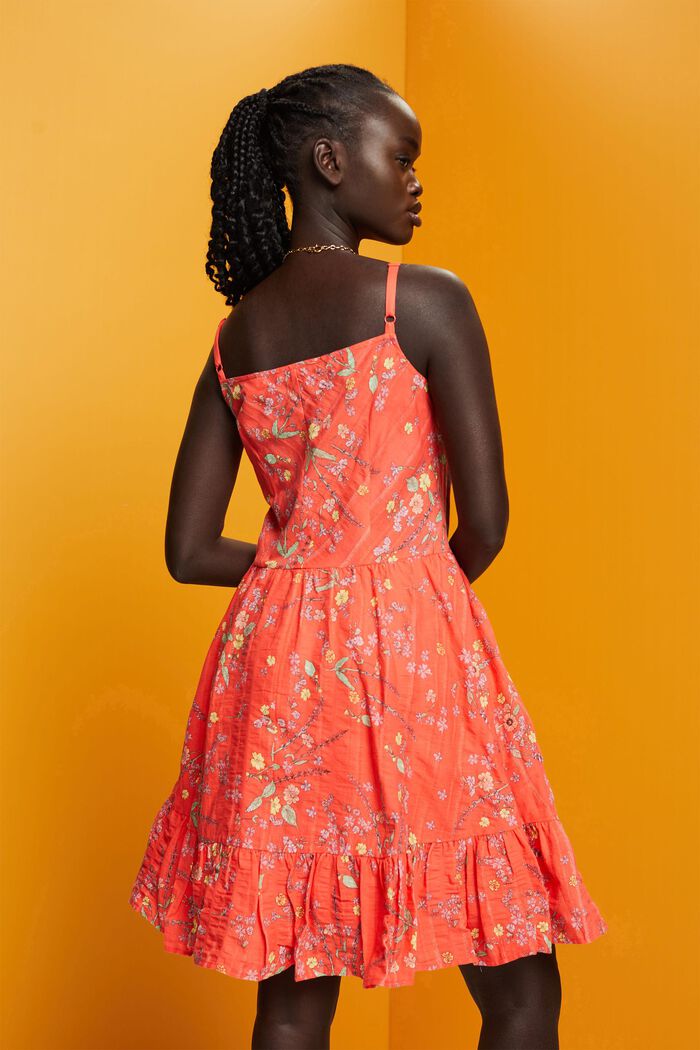 Knielanges Baumwollkleid mit floralem Print