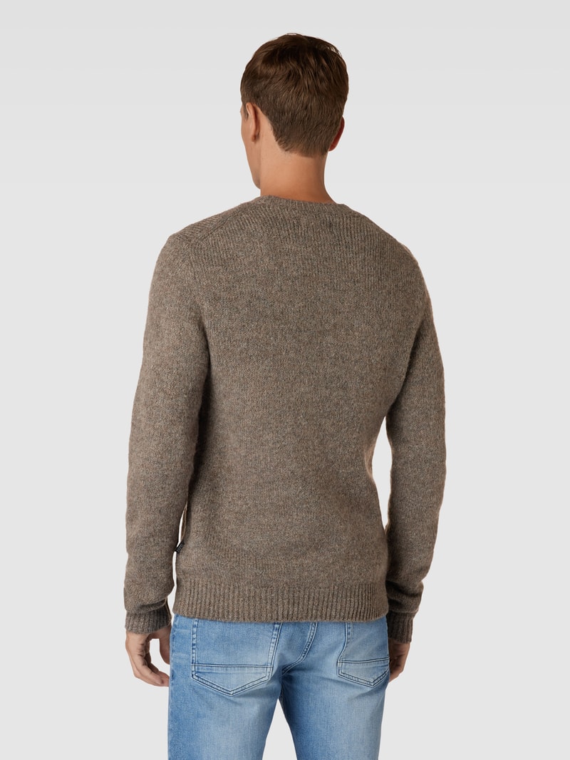 Strickpullover mit Rundhalsausschnitt Modell 'Karl' in hellbraun