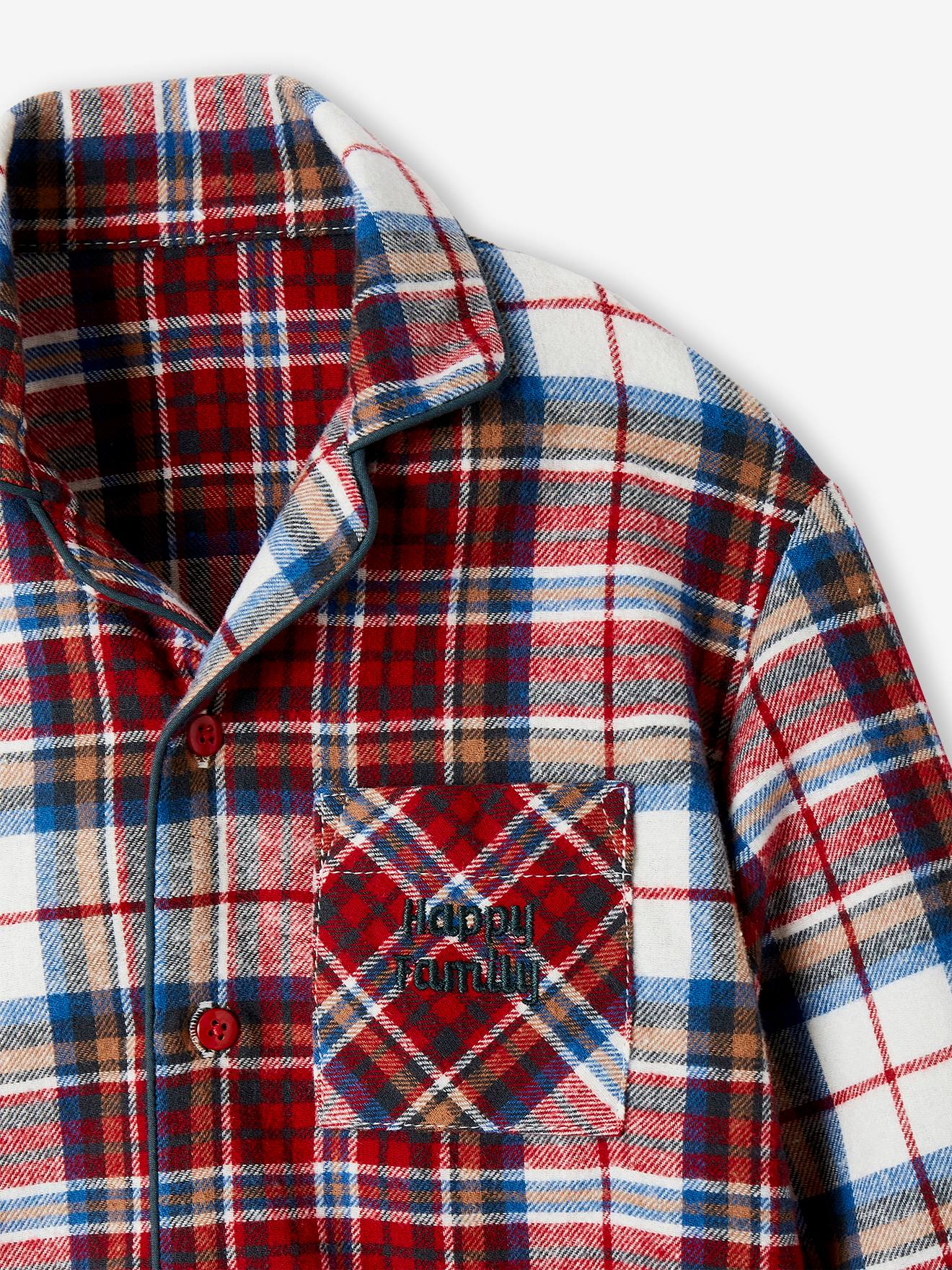 Vertbaudet Kinder Weihnachts-Schlafanzug - rot kariert