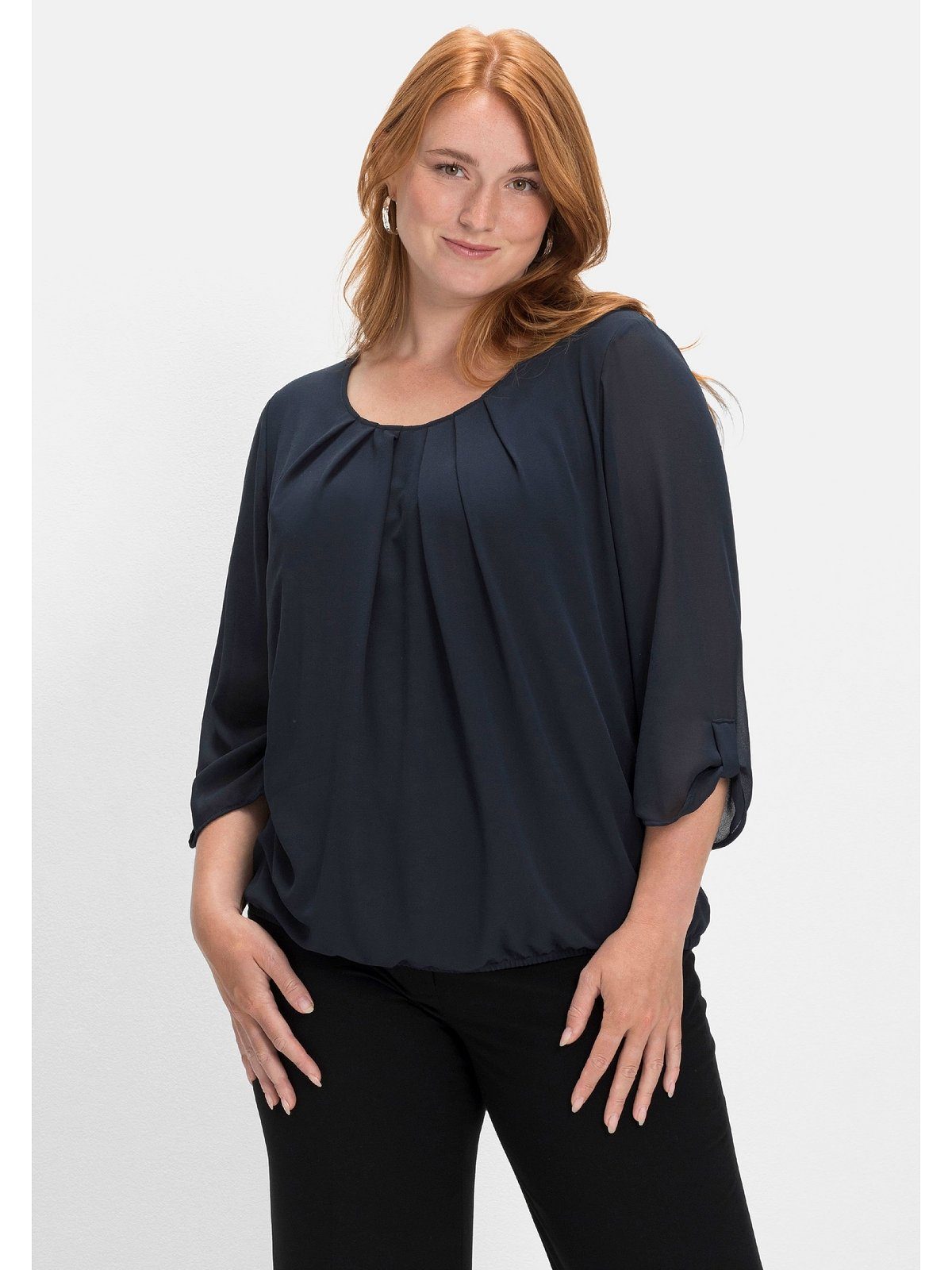 Sheego Tunika Große Größen aus Chiffon, blickdicht gefüttert