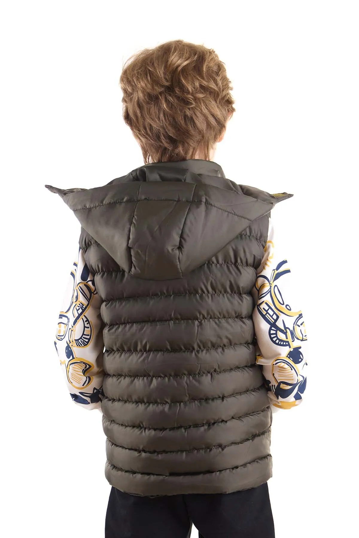 AHENGİM  Jungen-Modetrend-Pufferweste mit Kapuze Ak215051