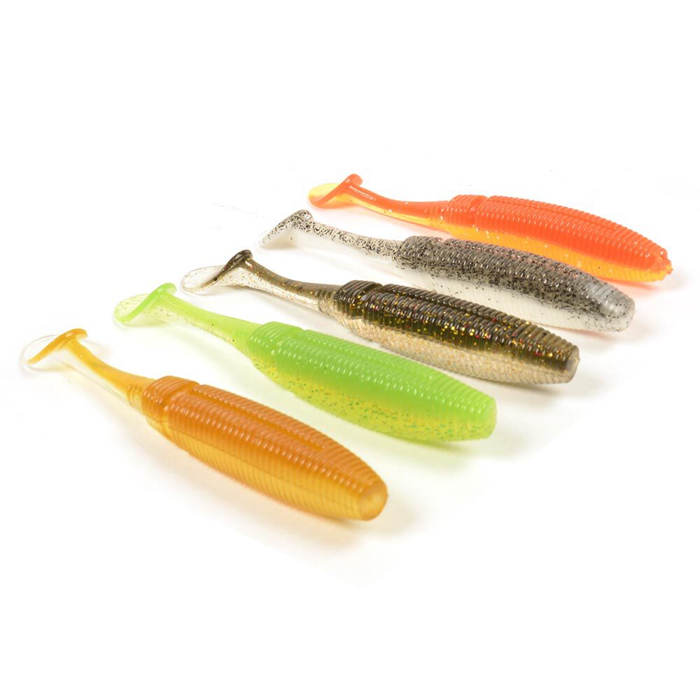 Balení 15 nástrah Shad 11,5 cm + 6 jigových hlaviček + krabička