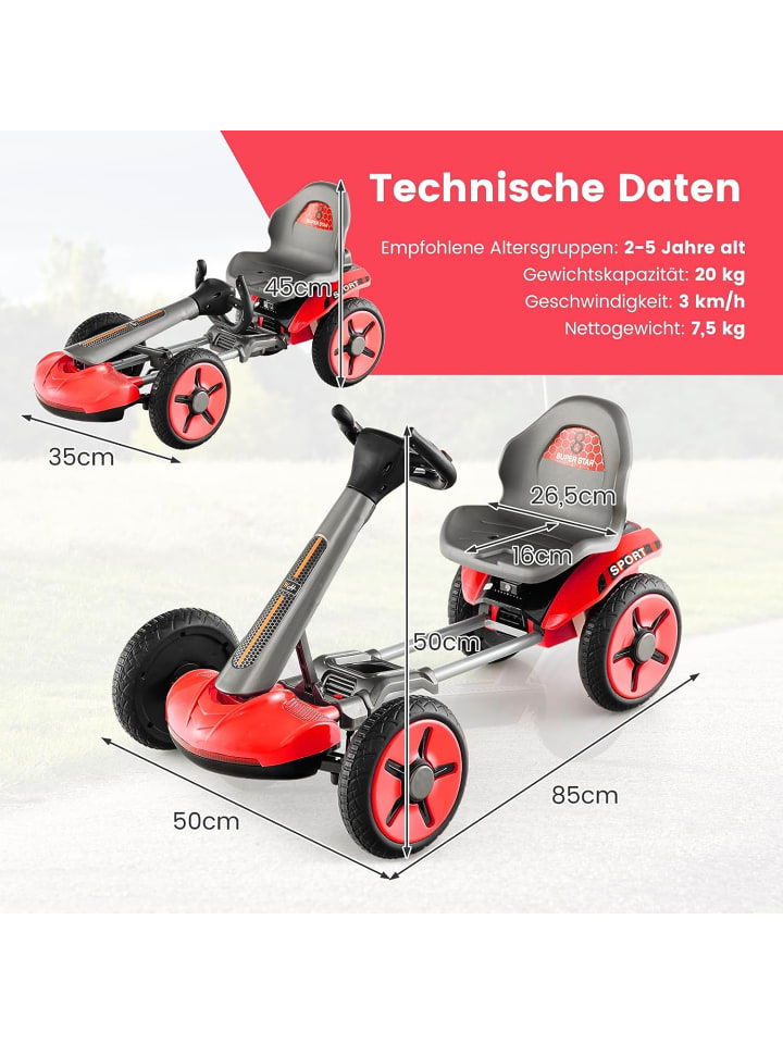 COSTWAY 12V Elektro Gokart LED ab 2 Jahre in Rot günstig kaufen 50 x 85 cm