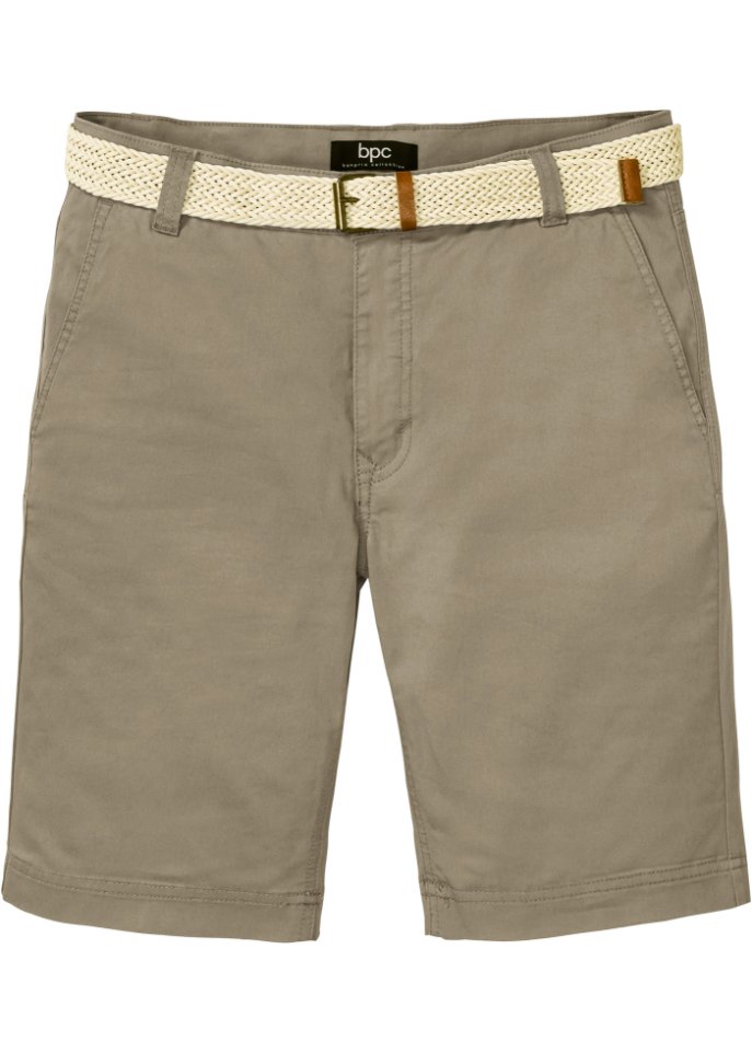 Stretch-Chino-Bermuda mit Gürtel, Regular Fit