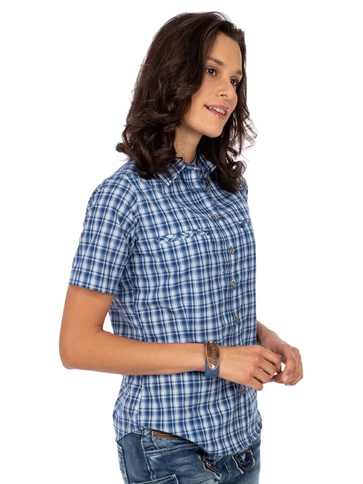 OS-Trachten Trachtenbluse 441000-3877 in jeansblau günstig kaufen
