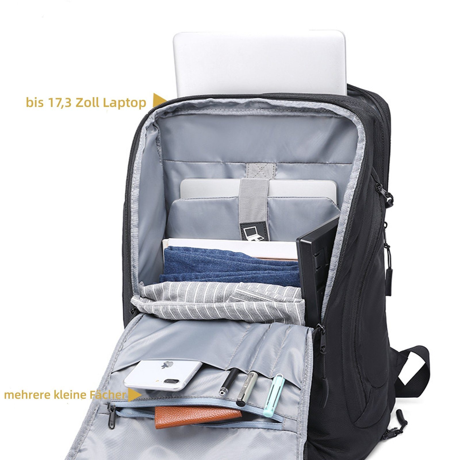 OKWISH Reiserucksack Laptoprucksack Laptop Rucksack Rucksäcke Freizeitrucksack Laptoptasche (Leder Reisen Notebook Laptop Tasche Schule Uni Rucksack Handgepäck, Schulrucksack, Sportrucksack, mit Schuhfach, Backpack mit Laptopfach), für Herren Damen J