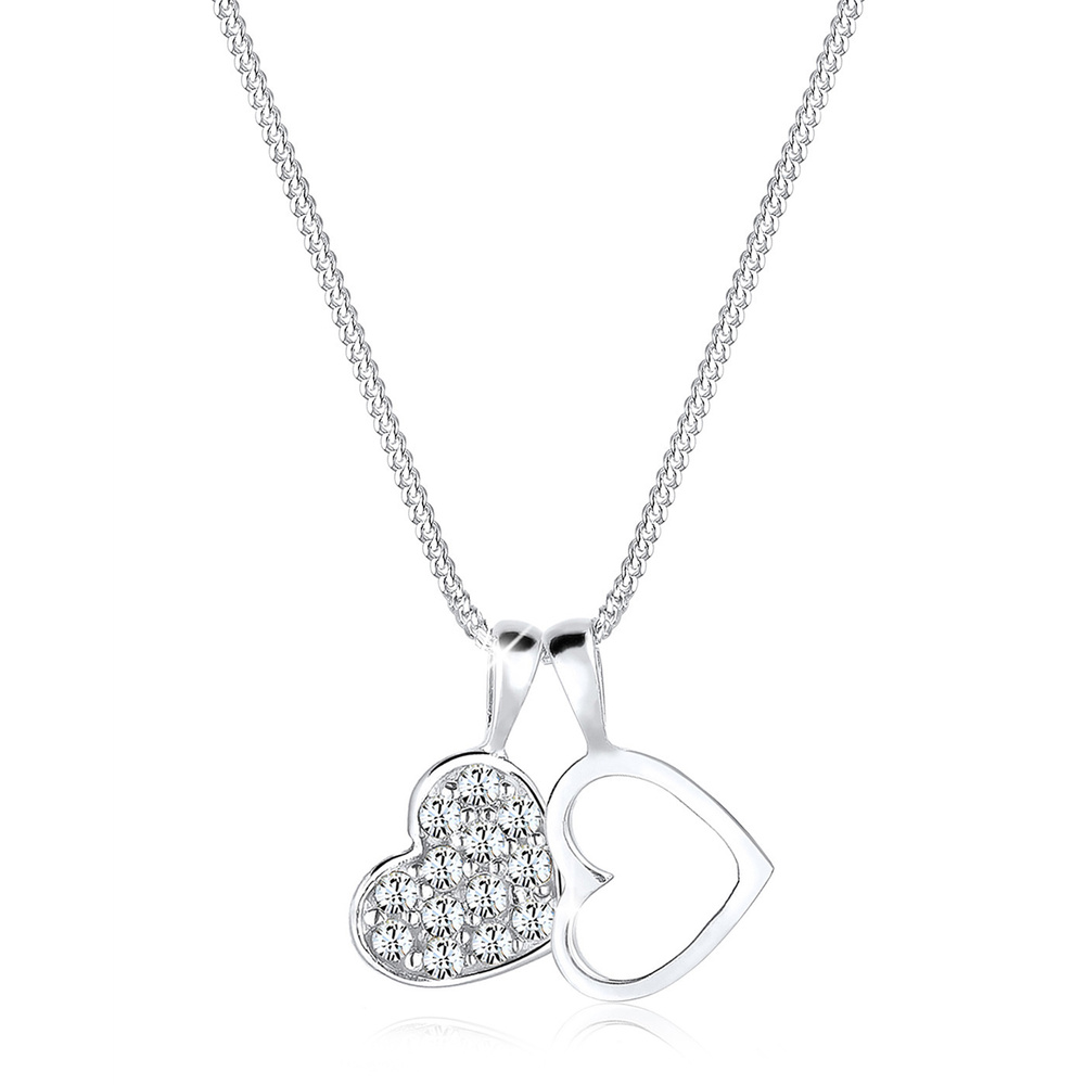 Elli Elli Collier Herz Duo Funkelnd Kristalle 925 Silber collier
