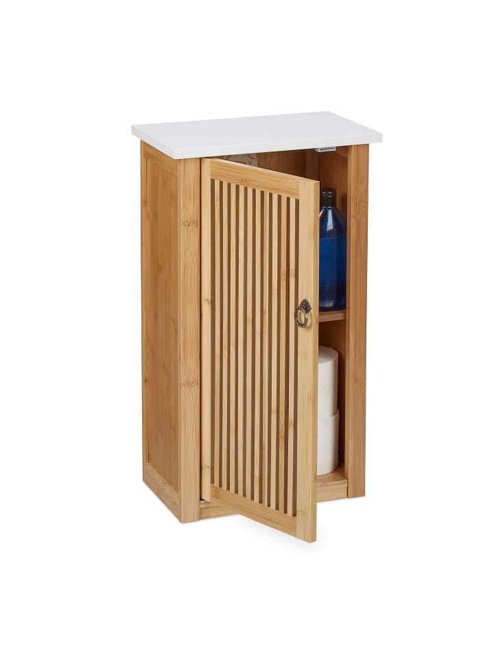 relaxdays Badezimmerschrank in Natur/ Weiß - (B)34,5 x (H)60 x (T)21 cm günstig kaufen onesize