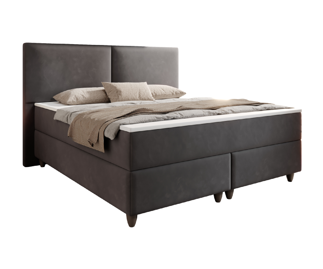 IHG Boxspringbett Paris 180x200 cm Samt Anthrazit