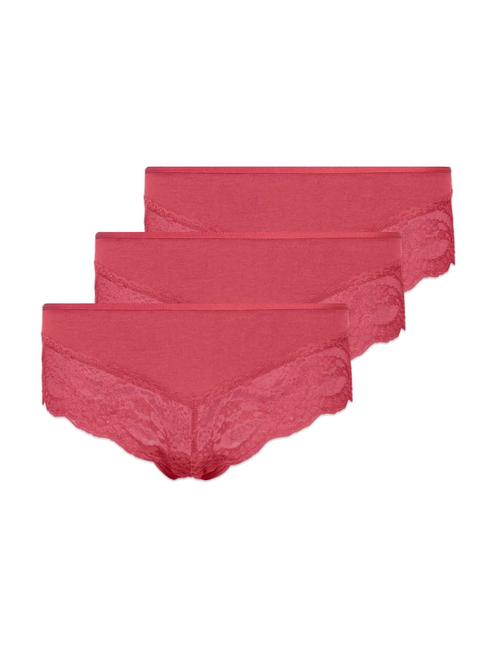 SNOCKS Hipster mit Spitze aus Bio-Baumwolle 3 Stück in Mauve günstig kaufen