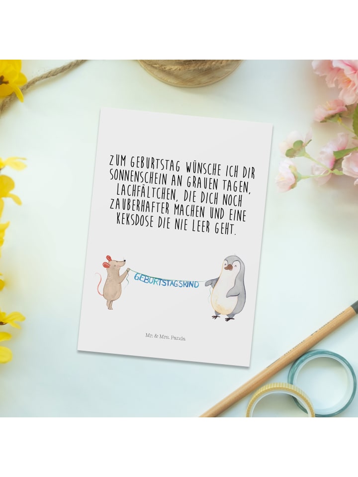 Mr. & Mrs. Panda Postkarte Maus Pinguin Geburtstag mit Spruch in Weiß günstig kaufen onesize