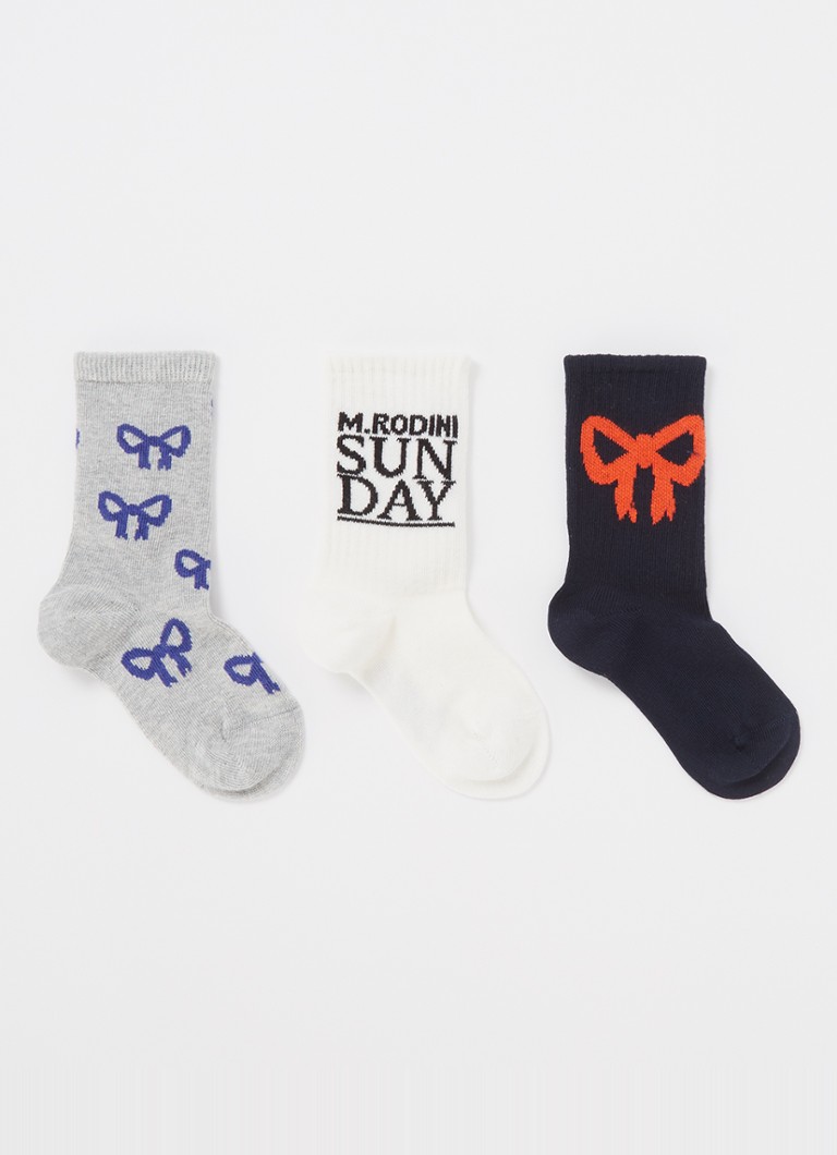 Mini Rodini  Bow sokken met print in 3-pack