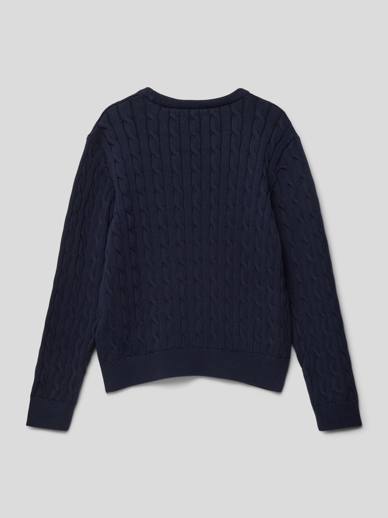 Strickpullover mit Zopfmuster Modell 'CABLE' in blau