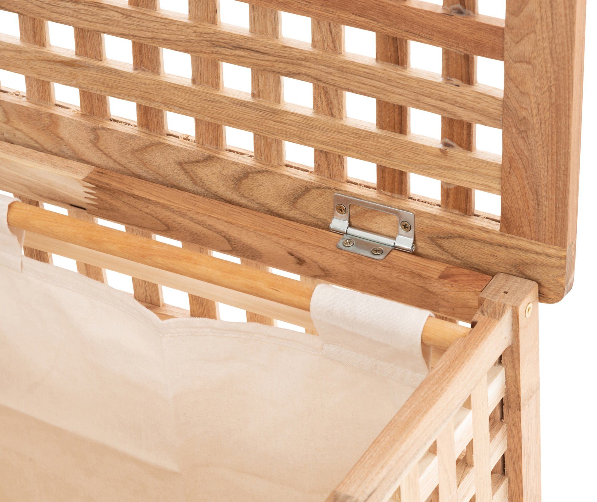 CLP Wäschebox Patea Holz, Wäschetruhe mit zwei Fächern und Deckel