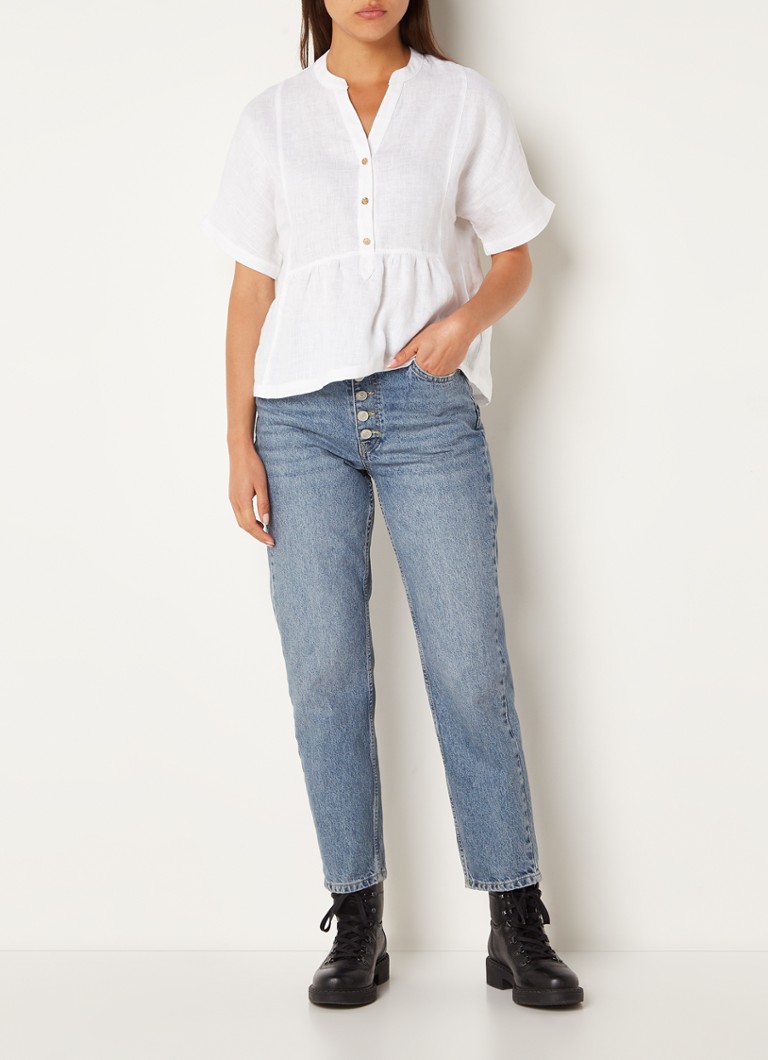 Whistles Hannah linen top with V-neck