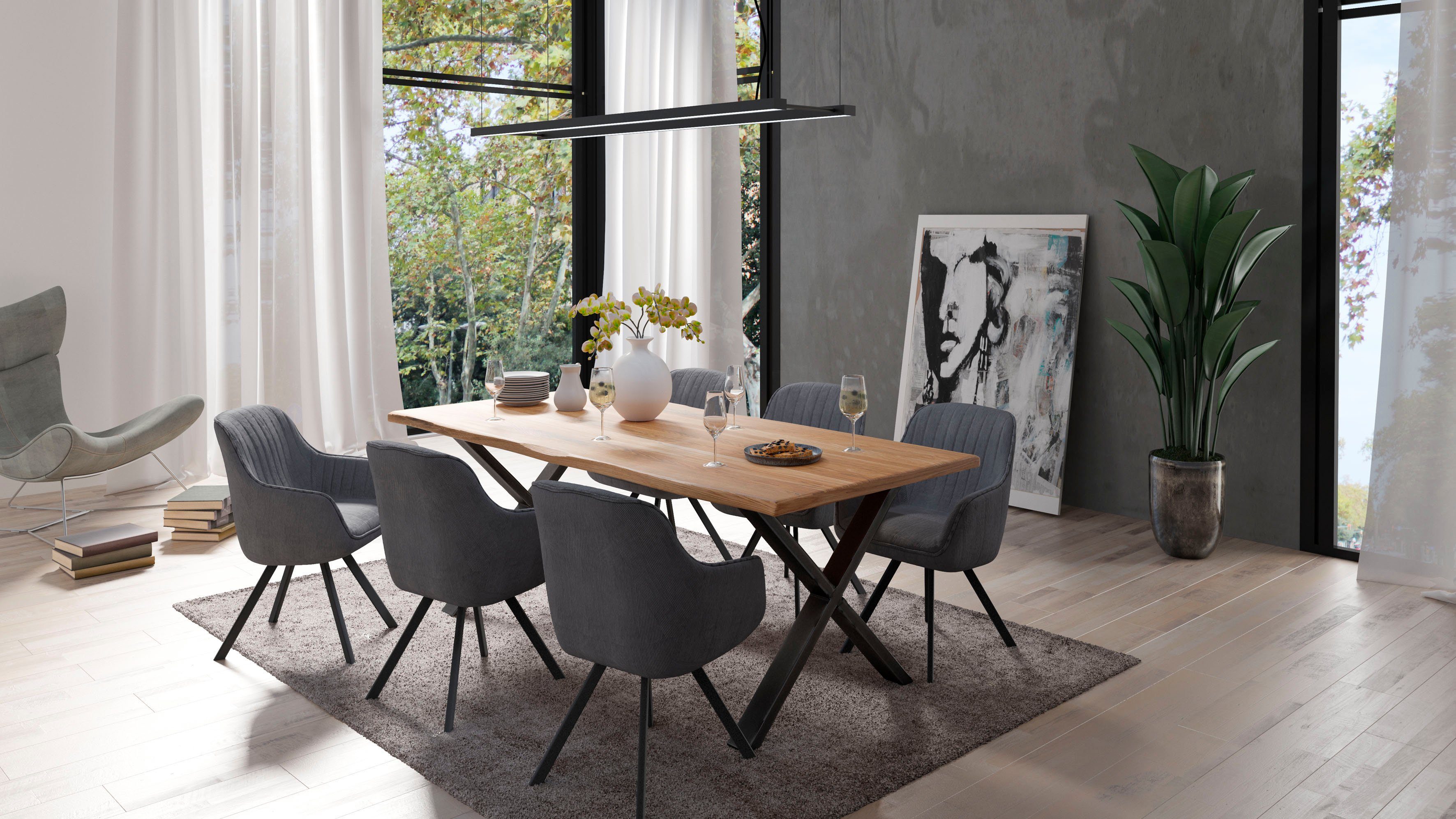 Homexperts Esszimmerstuhl Carlo (Set, 2 St), Drehstuhl, Bezug in Cord oder Kunstleder