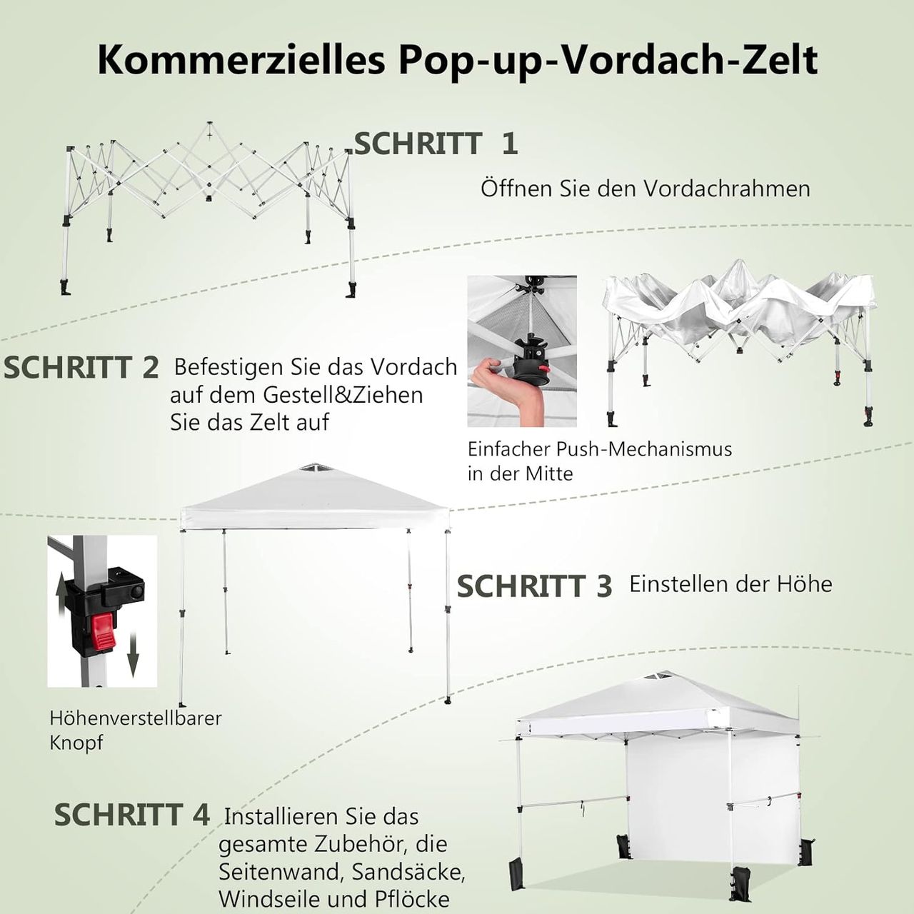 Costway 3x3m Pop Up Pavillon mit Seitenwand