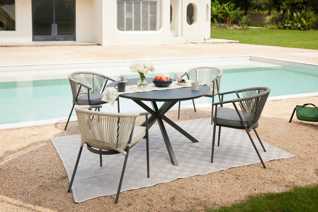 Happy Home Happy Home 5 tlg. Dining Set HGS54-GRA mit Sitzkissen in grau und beige