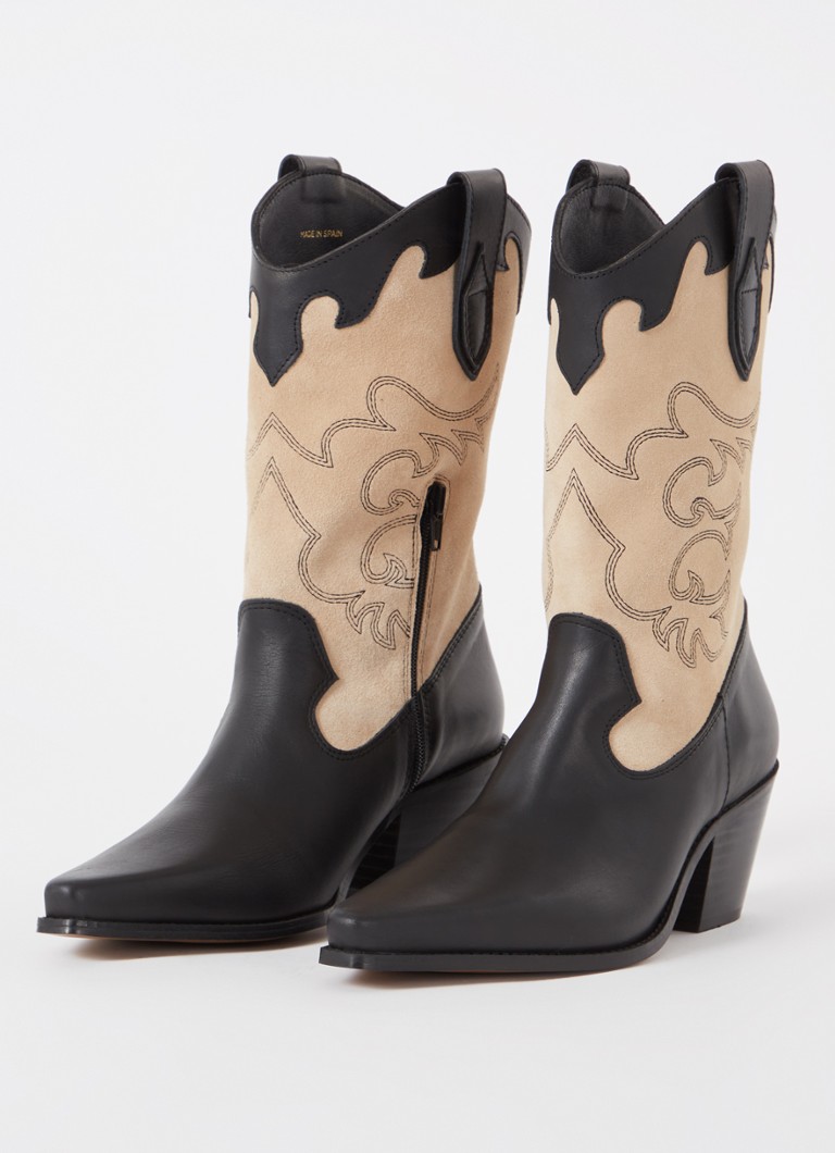 Dune London  Prickly cowboylaars van suède met leren details