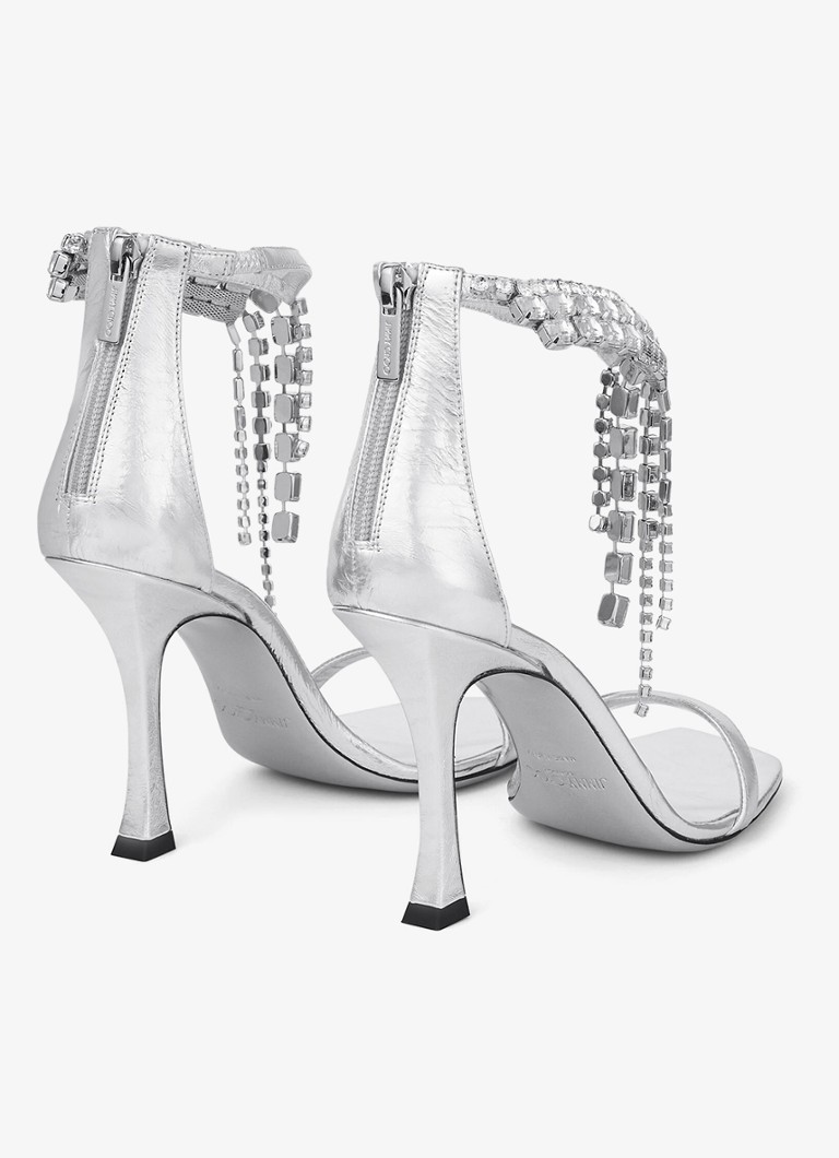 Sandale Jimmy Choo Verity 100 din piele de miel cu finisaj metalic