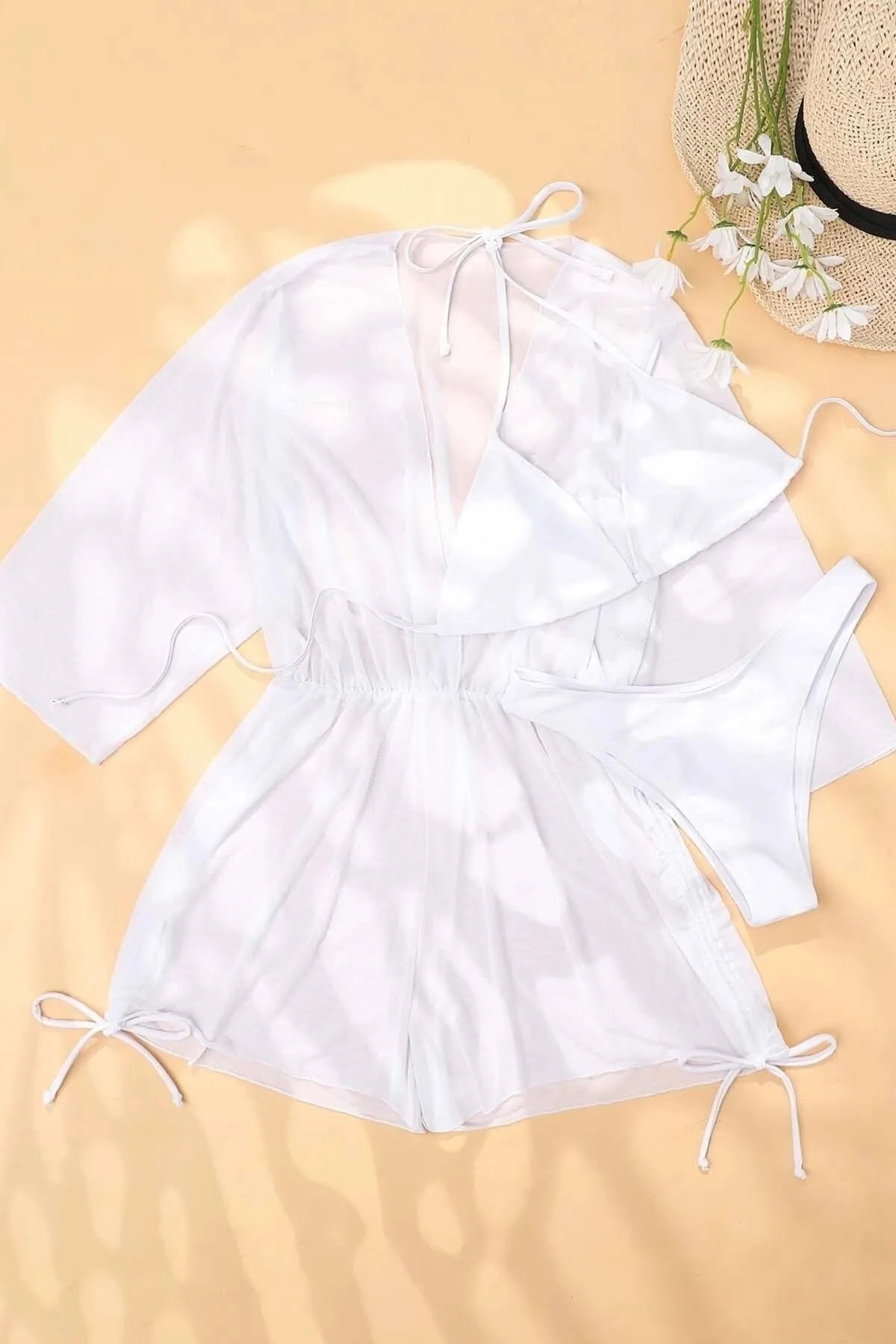 Angelsin  Chiffon Pareo Strandkleid Cover Up Kimono