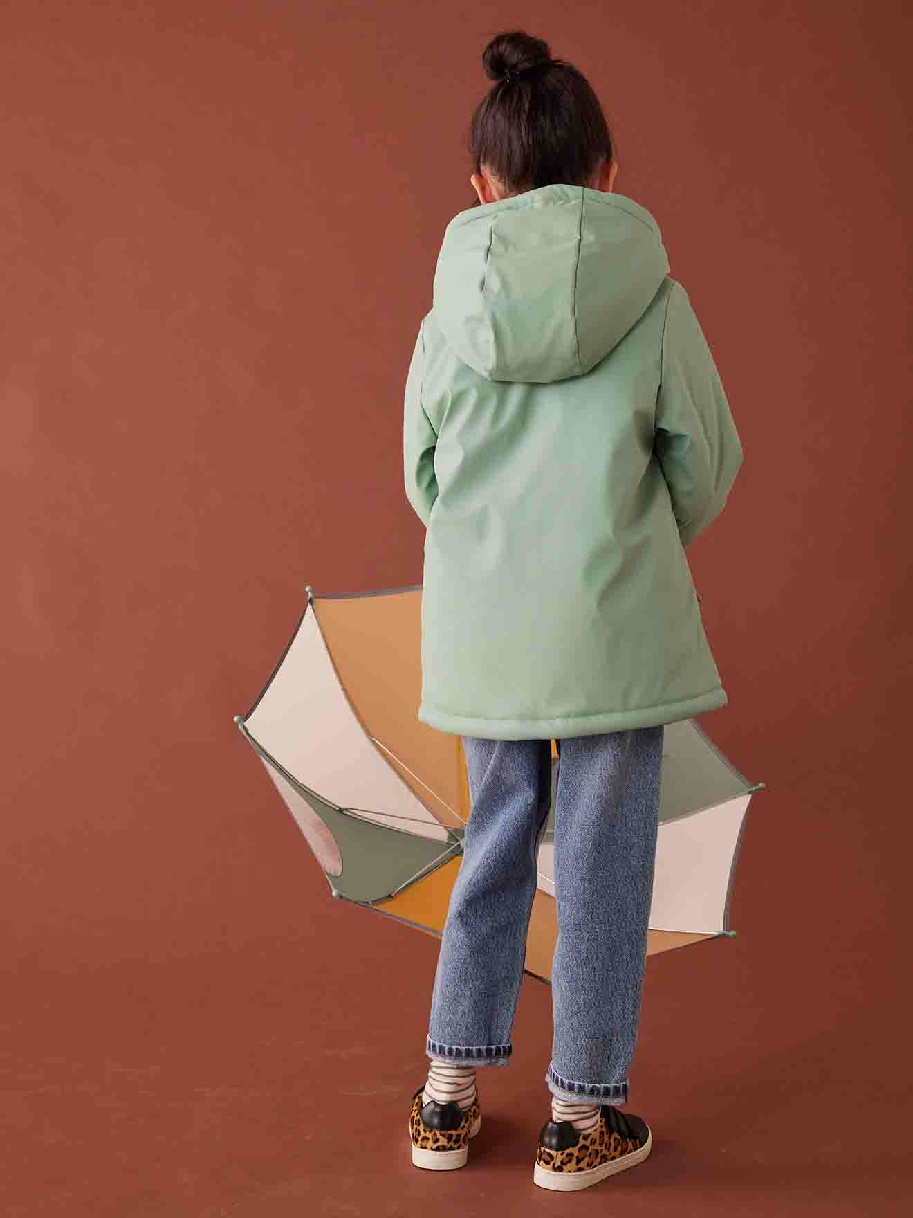 Vertbaudet Mädchen Regenjacke mit Kapuze & Teddyfleece-Futter - moosgrün