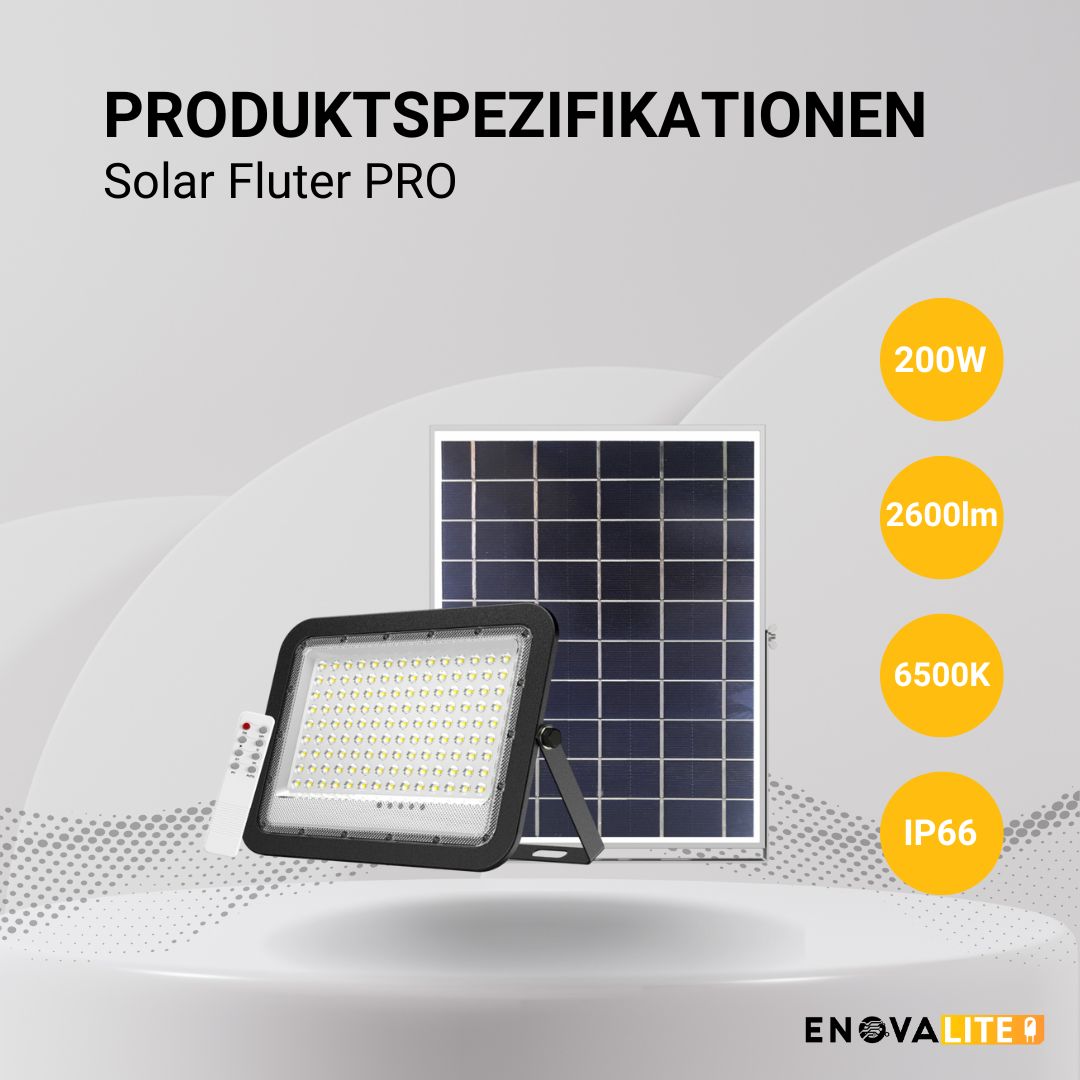 ENOVALITE Solarstrahler PRO, LED-Fluter, Solar mit Akku, 20 W PV