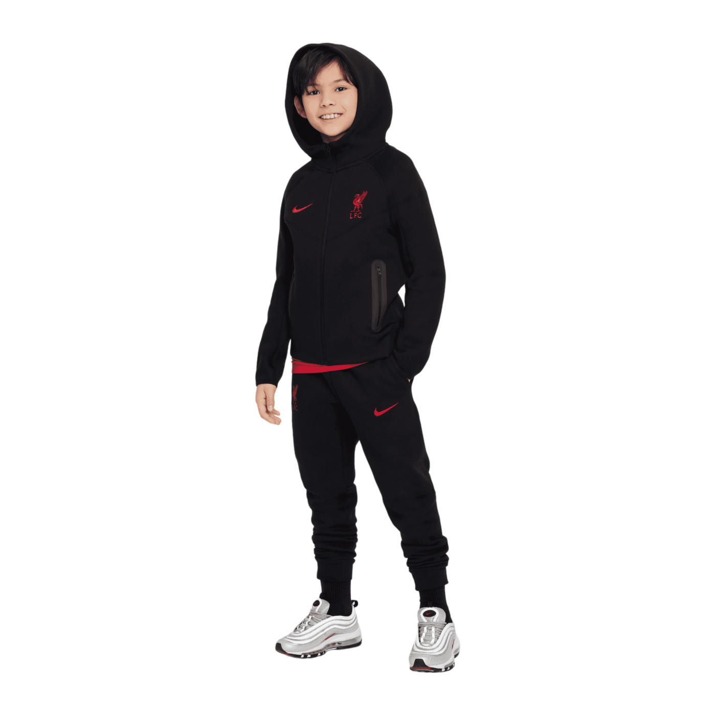 Nike FC Liverpool Tech Fleece Kapuzenjacke Kids Schwarz F010