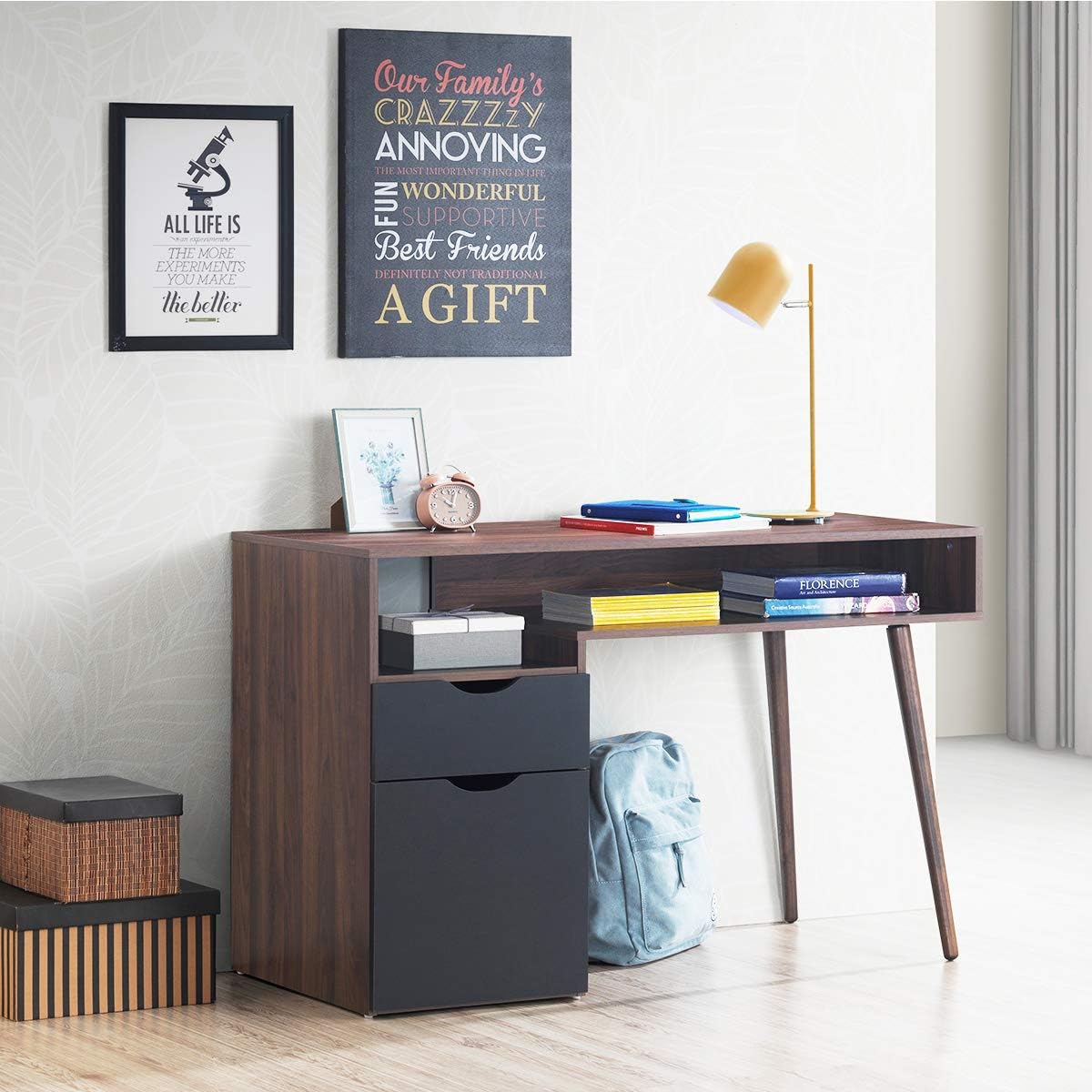 Costway COSTWAY Schreibtisch mit offenem Fach und Schrank
