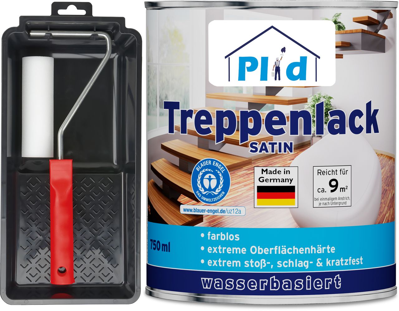 Plid Premium Treppenlack Treppensiegel Klarlack Holzsiegel Set Farblos - Satin