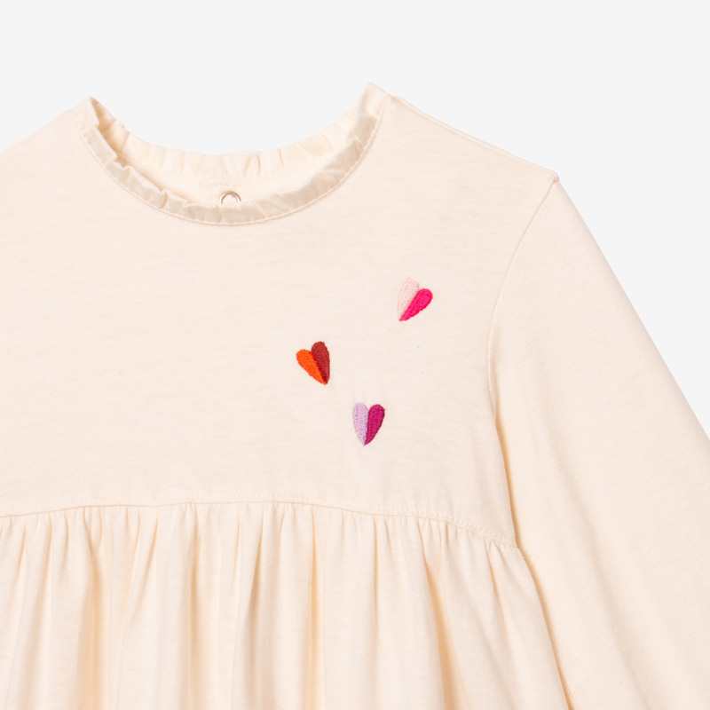 T-shirt bébé fille coeurs blanc en coton recyclé Catimini