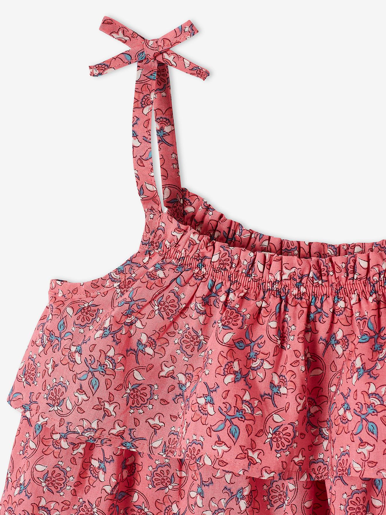 Blouse imprimée à volants fille rose imprimé