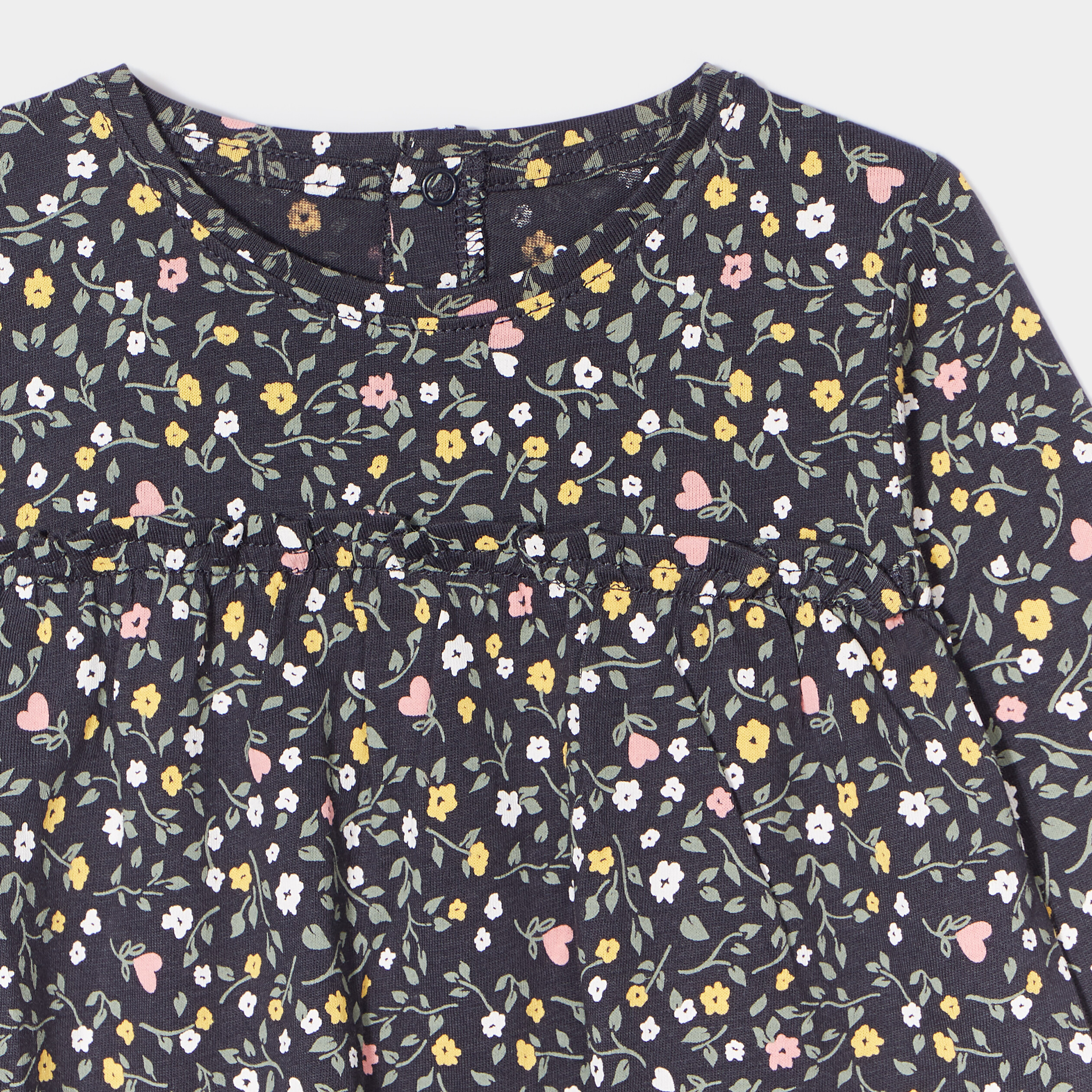 T-shirt ample manches longues coton gris foncé bébé fille | La Halle