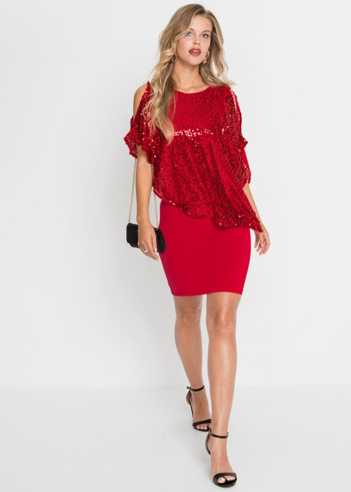 Cold-Shoulder-Kleid mit Pailletten