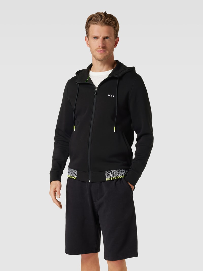 Sweatjacke mit Label-Stitching Modell 'Saggy' in schwarz