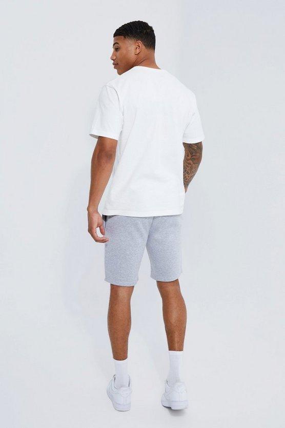 Mittellange Basic Slim-Fit Jersey-Shorts