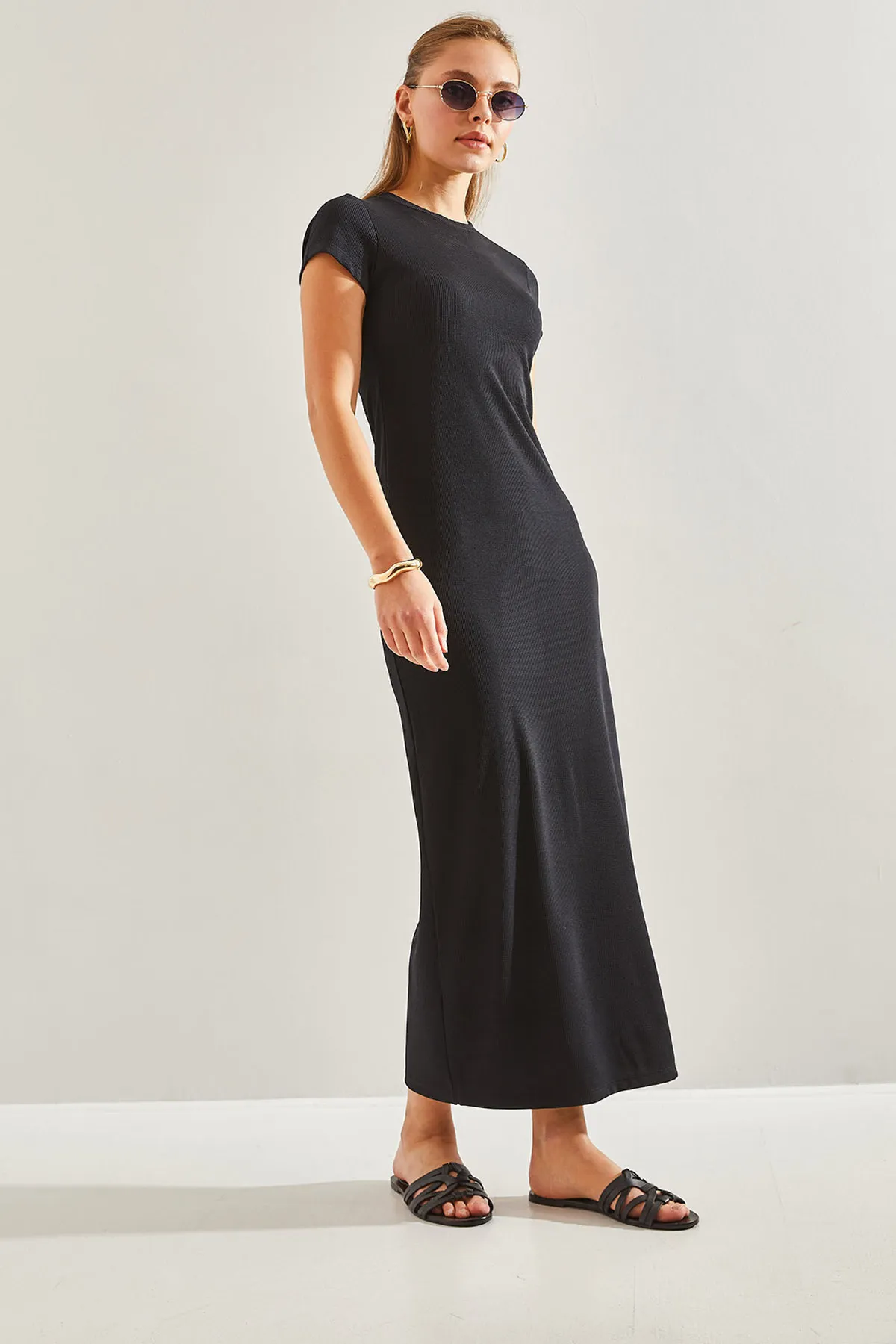 Bianco Lucci  Damen Basic Kurzarmkleid