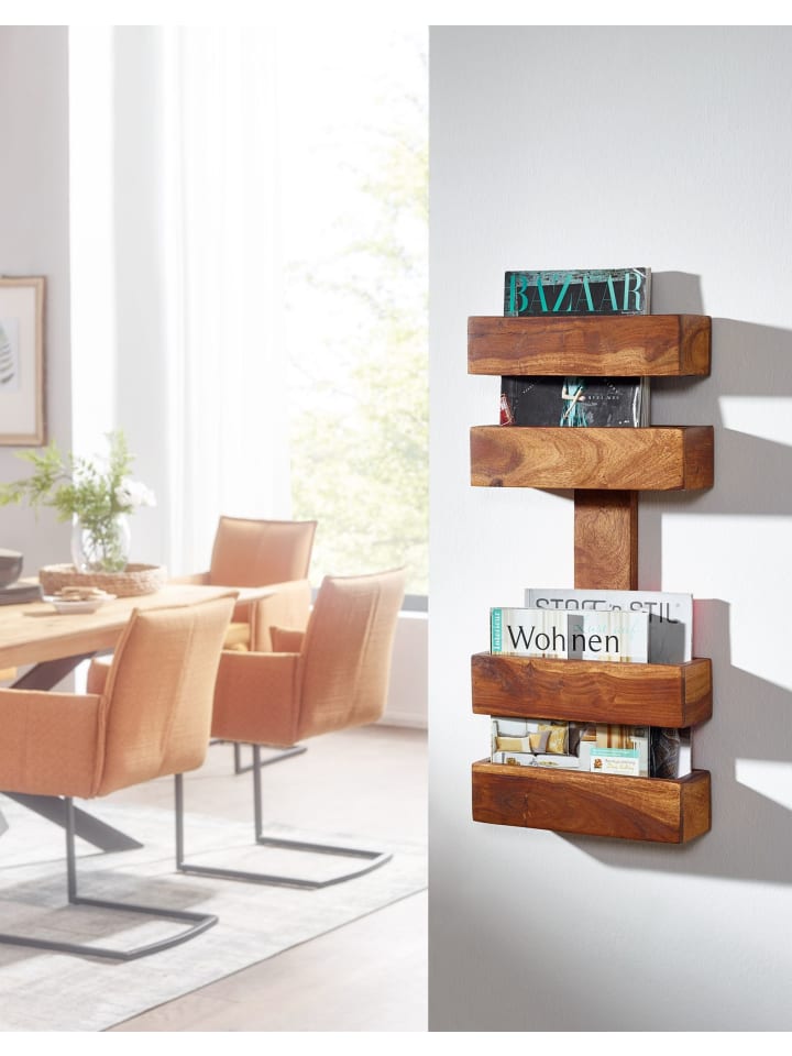 KADIMA DESIGN Zeitungsständer aus Massivholz, klassisch und stilvoll, viel Stauraum in Braun günstig kaufen onesize