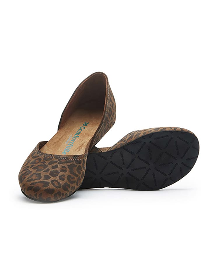 Comfortfusse Leder-Ballerinas in Braun/ Schwarz günstig kaufen