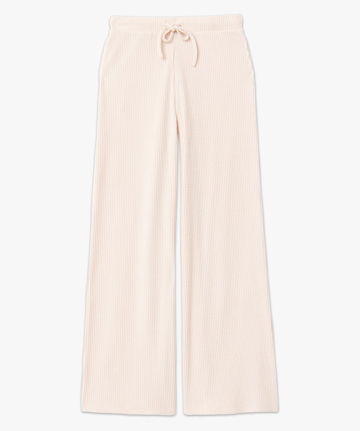 Bas de pyjama femme large en maille ctelée extra douce beige | GEMO