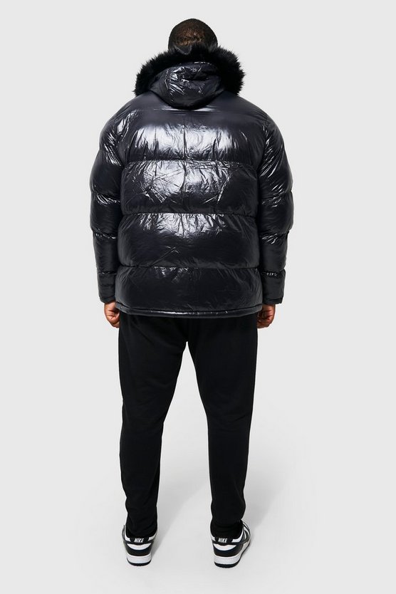 Plus hochglänzender Parka mit 4 Taschen