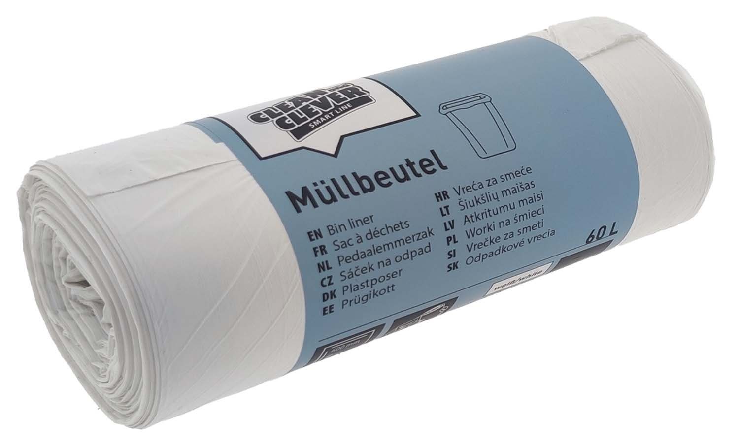 Müllbeutel 1000 Müllbeutel Smart Line Clean and Clever 60l weiß SMA 73 Müllbeutel