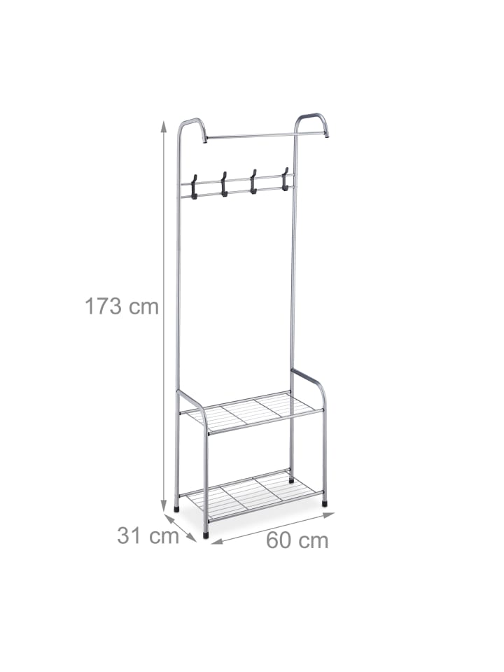 relaxdays Garderobe in Grau - (B)60 x (H)173 x (T)31 cm günstig kaufen onesize