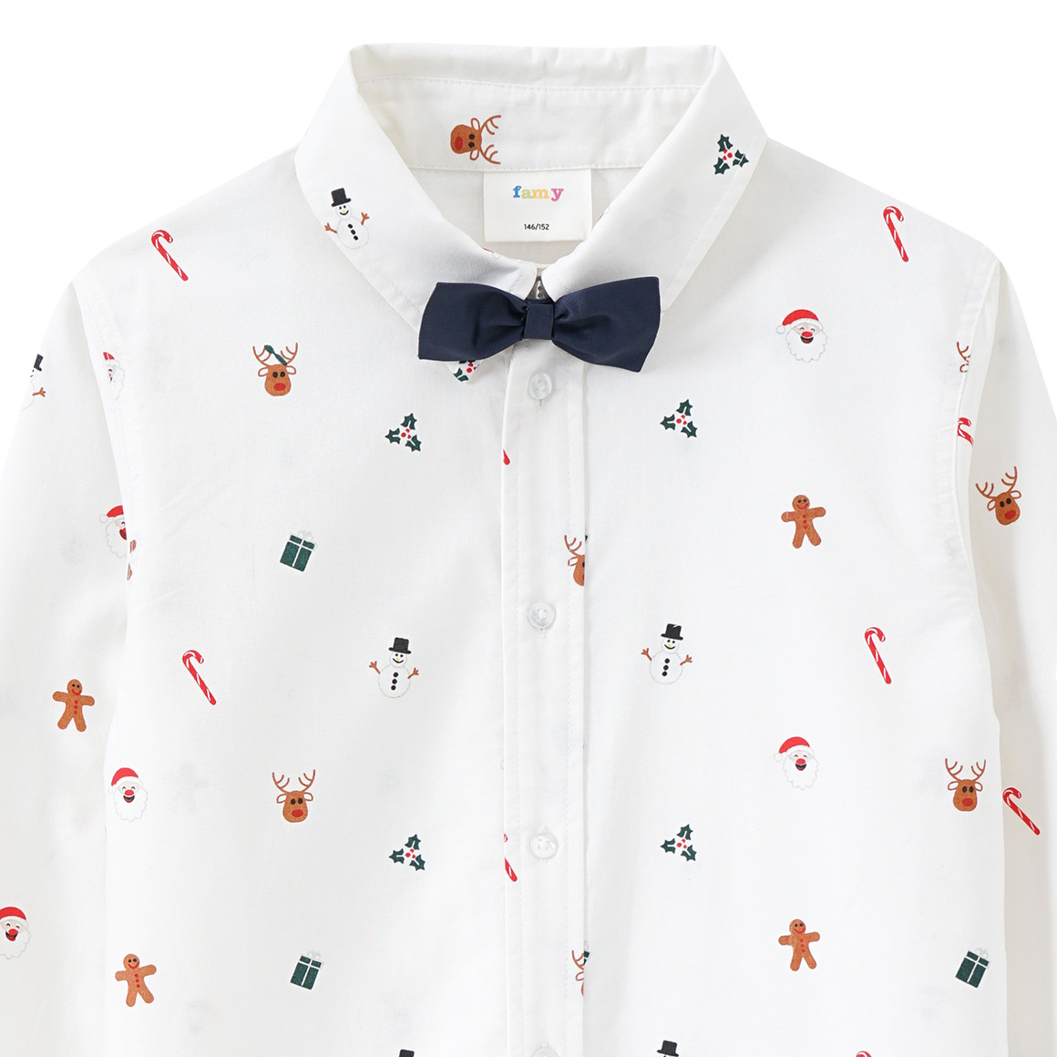 Jungen Weihnachtshemd mit Fliege weiss