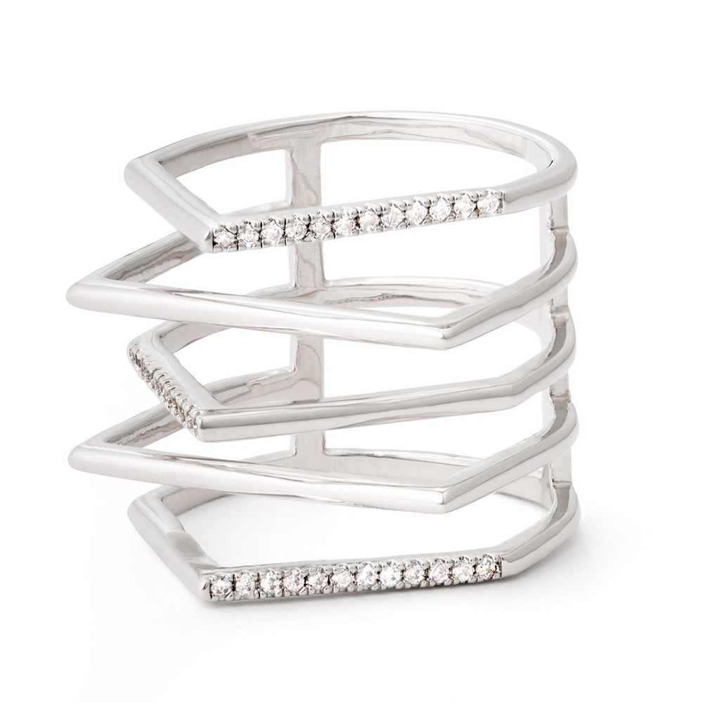 Pippa&Jean Bague tendance Laiton Oxyde de zirconium (CZ) en Argent Bague