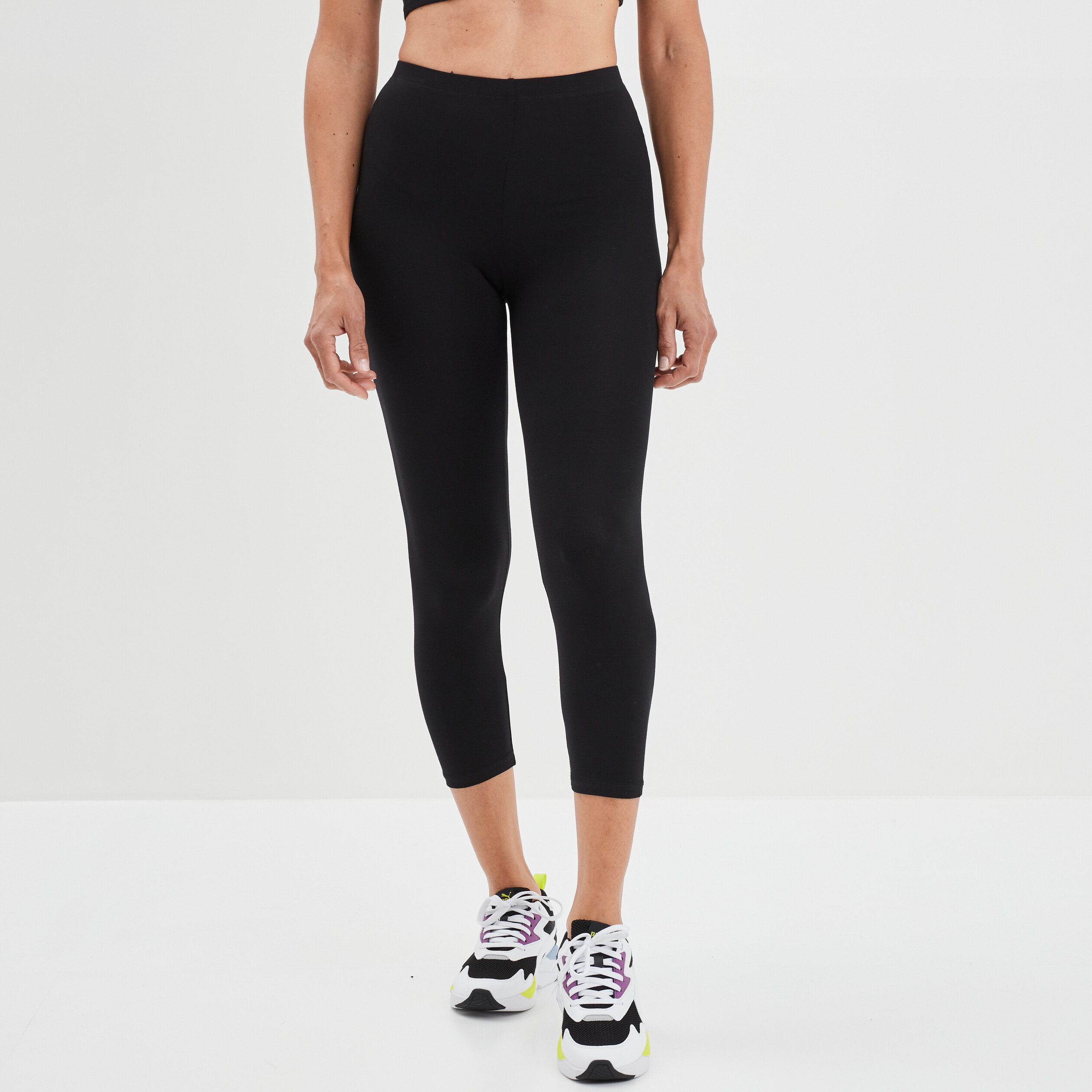 Legging élastiqué 7 8ème noir femme | La Halle